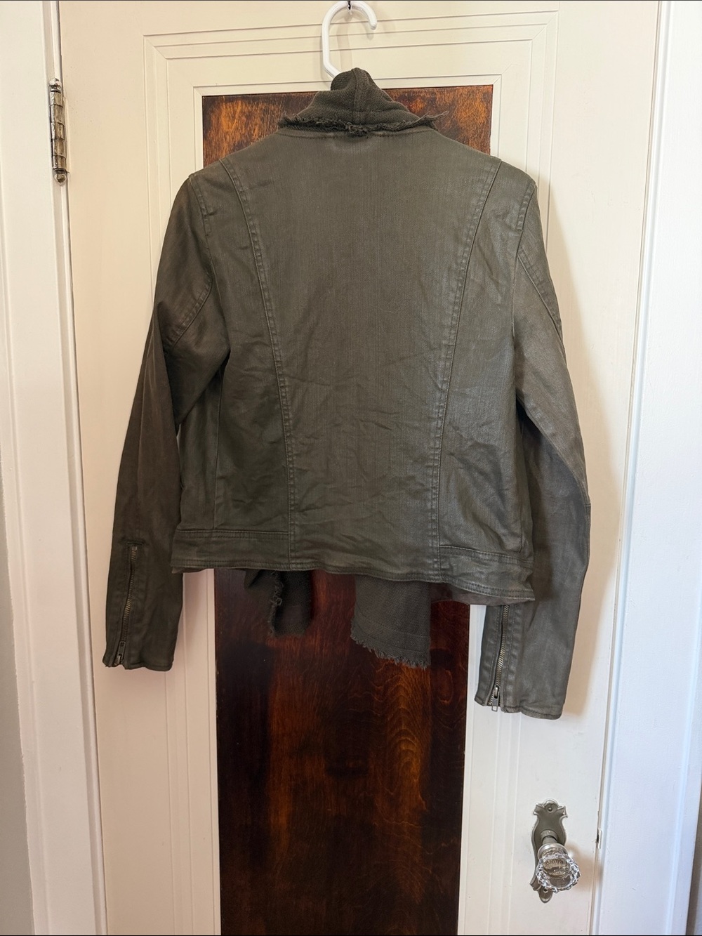 Free People Olive Green Draped jean Jacket - Picture 5 of 5